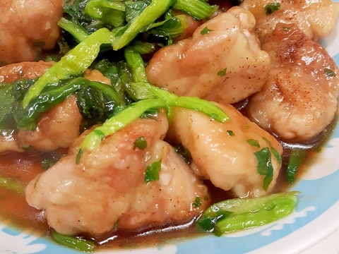 子供が喜ぶ(^^)鶏もも肉と小松菜の甘辛炒め♪